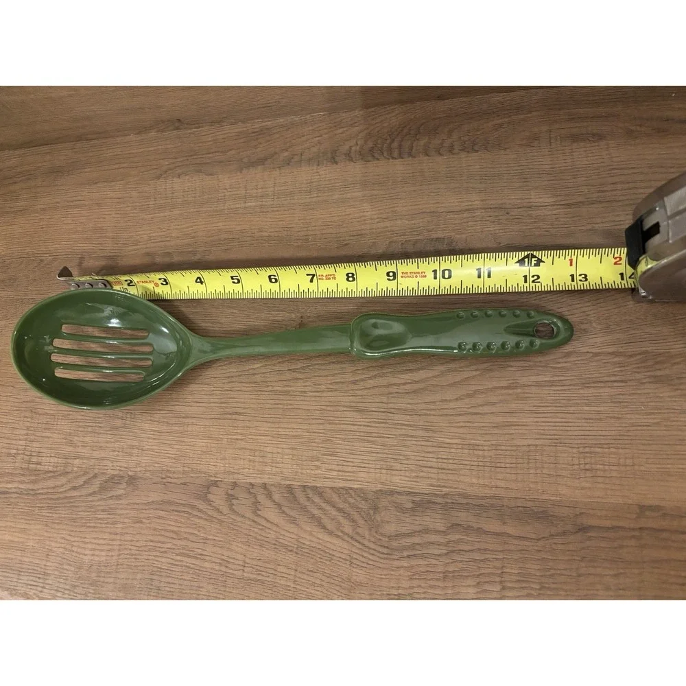 Vintage Green Melamine Slotted Spoon Kitchen Cooking Utensil
